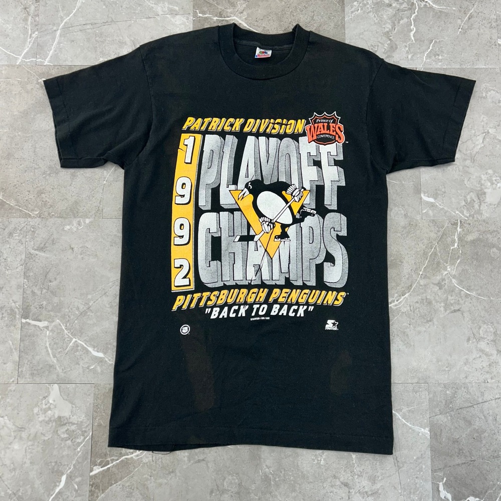 Vintage Pittsburgh Penguins Graphic Tee Mens Large Patrick Division Champs Shirt